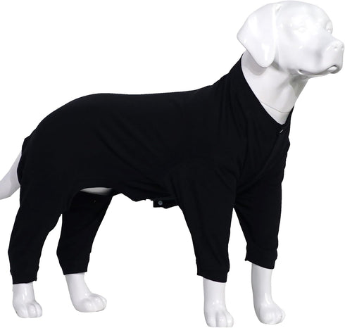 Lovelonglong Black Dog Pajamas, Lightweight Pure Cotton 4 Legs Jumpsuits T-Shirt PJS Costume for Large Medium Small