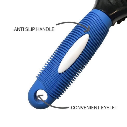 BV Pet Grooming Bristle and Pin Comb Brush, Black and Blue, for All Breeds, Removing Shedding Hair for Dogs and Cats