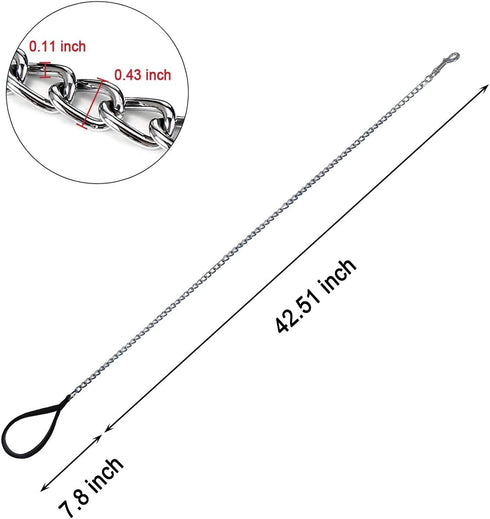 Metal Dog Leash, Chew Proof Chain, 4ft Heavy Duty with Padded Handle for Large Medium Dogs