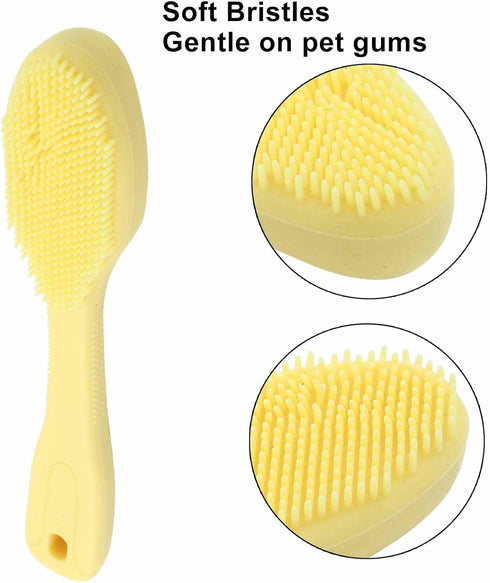Coufce 3 Pack Dog Finger Toothbrush, Food Grade Silicone Finger Toothbrush Soft Bristles for Gentle Cleaning(Green