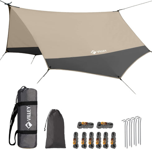 VILLEY Camping Tarps for Tents, Portable Waterproof Hammock Rain Fly, Easy Set Up Canopy for Outdoor Activities