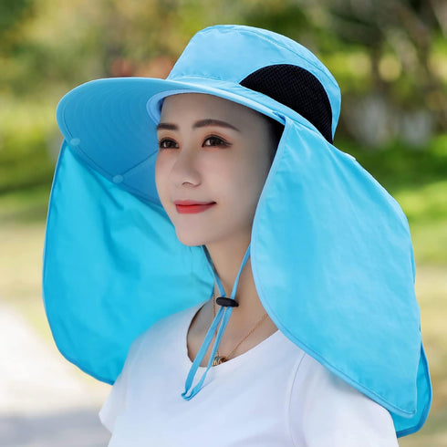 HUAMULAN Women Large Brim Sun Hat with Neck Flap - Men Quick Dry Hiking Fishing Safari Hat UPF 50+