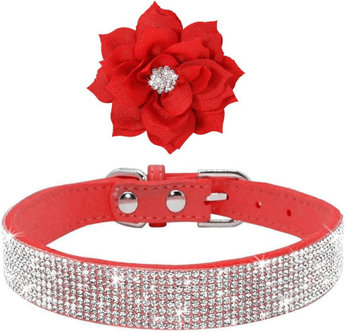 Cute Dog Collar with Bling Rhinestone, Fancy Crystal Diamond Glitter Jewel Soft Collars for Small Medium Large Dogs