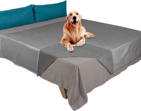 Ameritex Reversible Pet Bed Blanket, 100% Waterproof Velvet, Super Soft for Sofa and Bed, 68x82 Inches, Light Grey+Grey