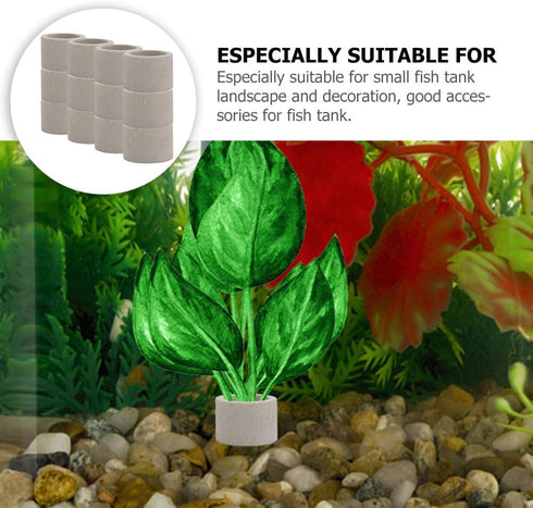 Aquarium Plants Fixed Ring, 12pcs Ceramic Weights for Floating Planting Holder, Fish Tank Decoration