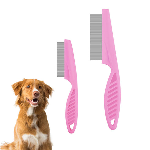 2 Packs Pet Hair Comb - 2 in 1 Multifunctional Comb for Grooming and Dehairing Face and Paws (Pink)