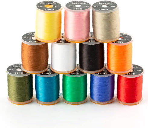HERCULES 140D Fly Tying Thread - 12 Colors Non Waxed Fly Tying Materials Kits for Dry Wet Flies