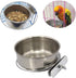 PINVNBY Stainless Steel Parrot Feeding Cups, Food Dish with Clamp Holder for Cockatiel, Conure, Budgies, Pack of 6