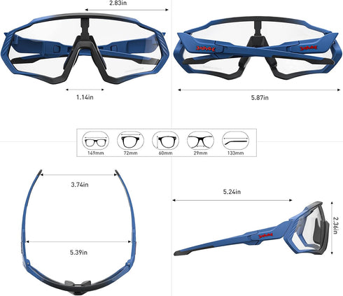 KAPVOE Photochromic Cycling Glasses, Men Women Mountain Bike Sunglasses for Clear MTB Riding