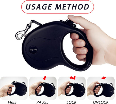 16Ft Retractable Dog Leash - Lightweight for Small to Medium Dogs/Cats Up to 50lbs, Tangle-Free with One-Handed Brake.