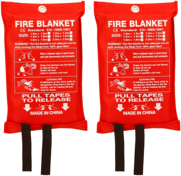 Fire Blanket - Fiberglass Emergency Suppression Blanket, Flame Retardant Safety Cover for Kitchen, Home, Car, 2 Pack