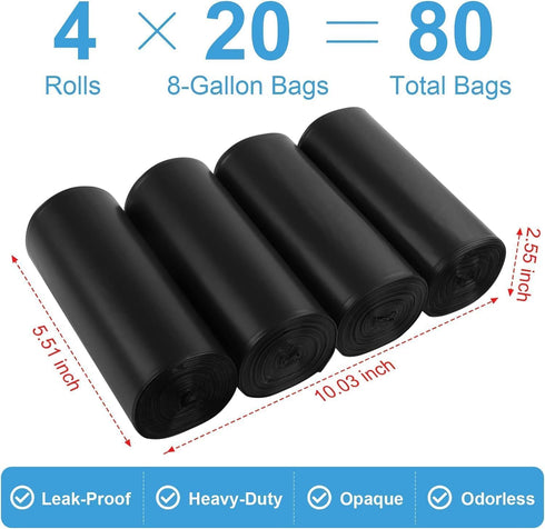 80 8 Portable Camping Toilet Bags, Biodegradable Porta Potty Bucket Toilet Bags, Gallon Compostable Thickened Trash