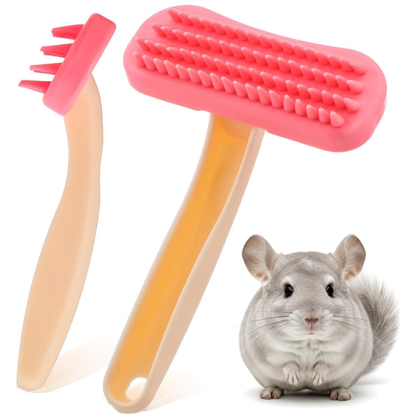 Yuanan 2Pcs Bunny and Guinea Pig Brush, Rabbit Grooming Brush Kit, Soft Silicone