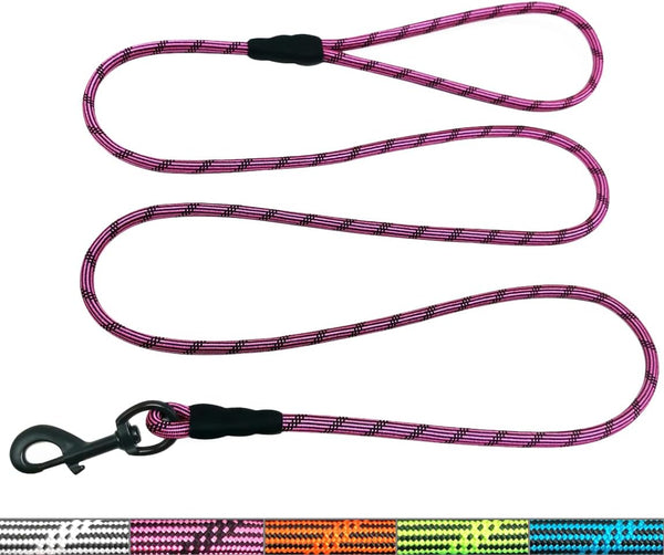 1/5", 1/3" Rope Dog Leash 6 Foot, Lightweight Sturdy Leash for Small Medium Dogs and Cats (1/3'' x 6 FT, Pink)
