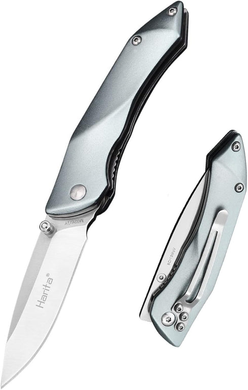 Folding Pocket Knife, Stainless Steel Blade 8cr13mov, Lightweight Aluminum Handle, Safety Liner-Lock