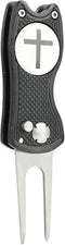 Golf Divot Repair Tool with Magnetic Ball Marker - Stainless Steel Foldable