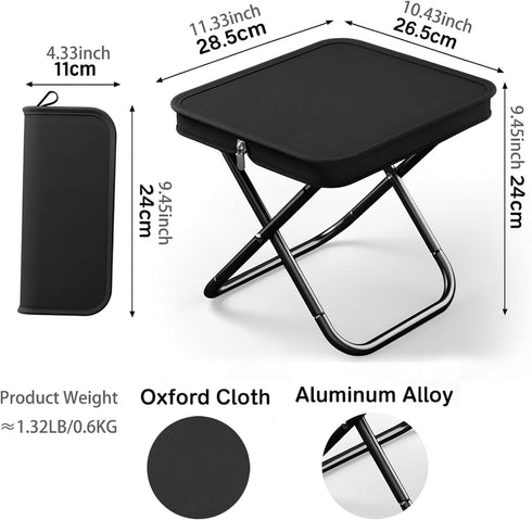 AOCPO Portable Ultralight Travel Stool, Compact Folding Camping and Fishing Stool, Mini Folding Chair, Adult Pocket