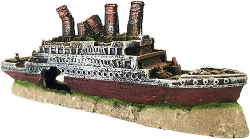 SLOCME Aquarium Titanic Shipwreck Decorations, Fish Tank Resin Material Pirate Ship Decor, Titanic Ornament
