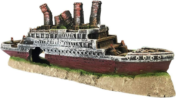 SLOCME Aquarium Titanic Shipwreck Decorations, Fish Tank Resin Material Pirate Ship Decor, Titanic Ornament