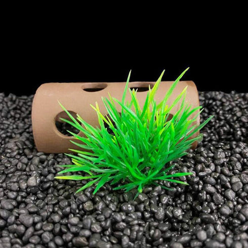 Smoothedo-Pets 20 Pieces Small Plastic Aquarium Plant Decoration, 1" Tall Mini Grass Set for Fish Tank (Green-C)