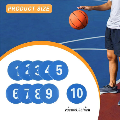 KaiYeA 10 Spot Markers Pieces Numbered Floor Spot Markers Soccer Training Training Mark Pads Flat Disc Markers