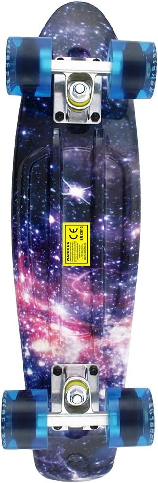 Skateboards Complete - 22 Inch Mini Cruiser Retro Skateboard for Kids, Boys, Youths, and Beginners.