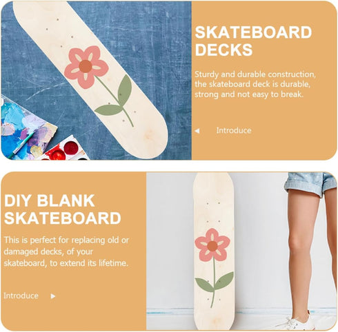 Toyvian Blank Skateboard Decks, Unfinished Skateboard for Customization