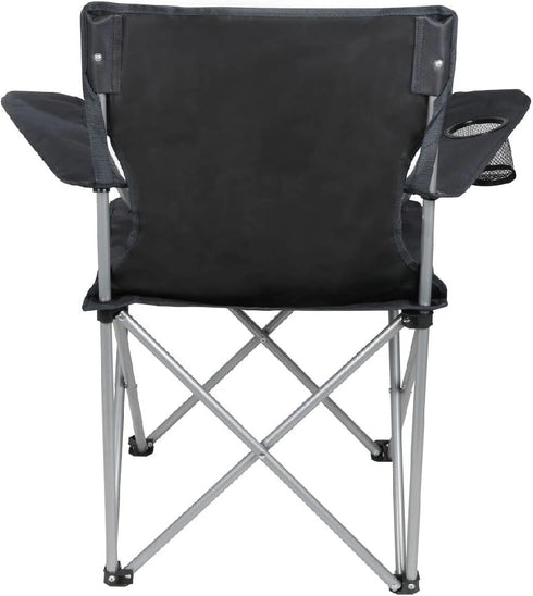 Generic Black Quad Folding Camping Chair with Built-in Cup Holder, Portable & Heavy-Duty