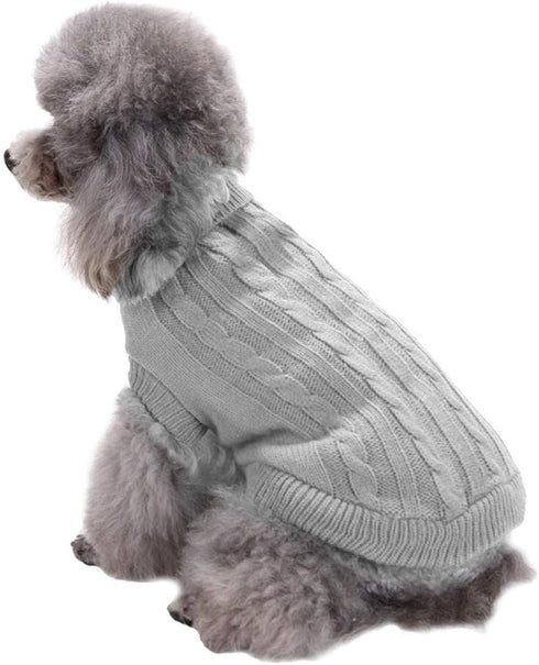 CHBORCHICEN Small Dog Sweaters, Knitted Pet Cat Warm Sweatshirt for Winter, Kitten Puppy Sweater (X-Small, Grey)