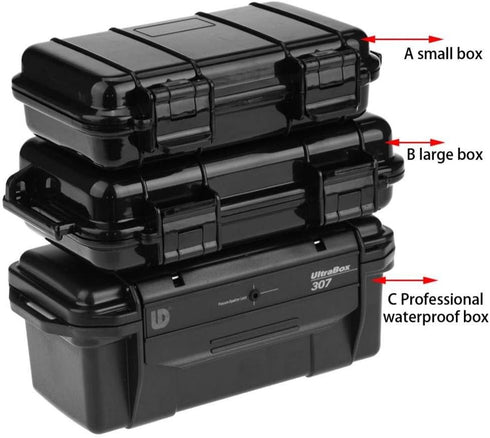 Tbest Eboxer Protective Waterproof Case, Outdoor Shockproof Airtight Survival Box for Fishing, Hiking, Black