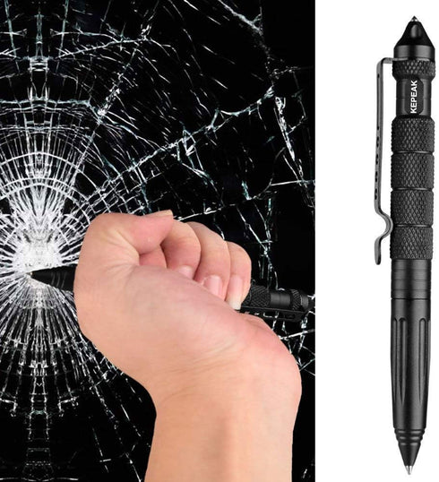 KEPEAK Military Tactical Pen - Professional Self Defense Pen with Emergency Glass Breaker, Tungsten Steel, 6 Refills