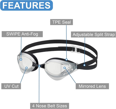 TUSA Unisex View V-230asa Blade Orca Swipe Racing Swim Goggles