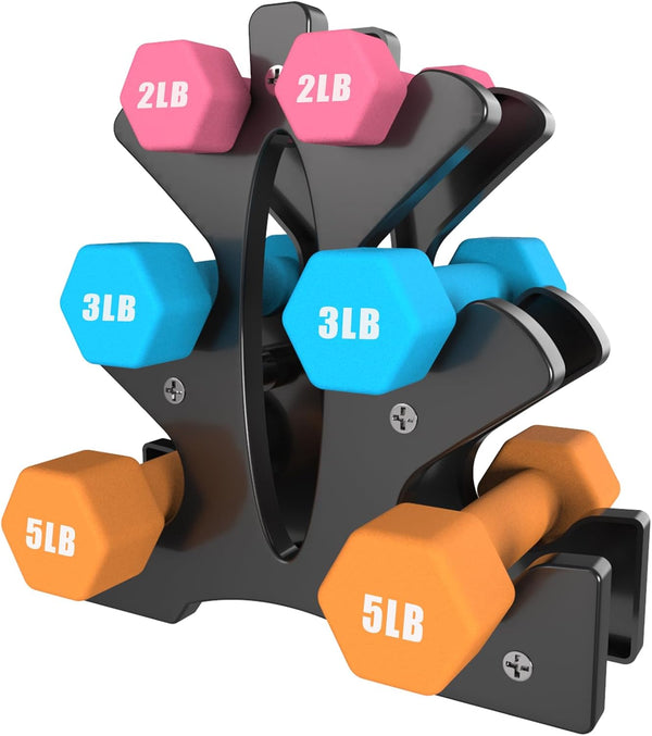 Portzon Weights Dumbbells, Set of 2 Neoprene Dumbbells, 10 Color Options, Anti-Slip Hex Shape