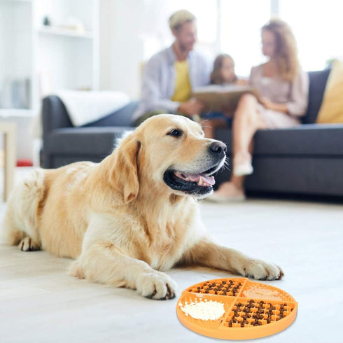 Bangp Licking Mat for Dogs and Cats - Heavy-Duty Puzzle Mat for Boredom Anxiety Reduction, Perfect for Treats (Orange)