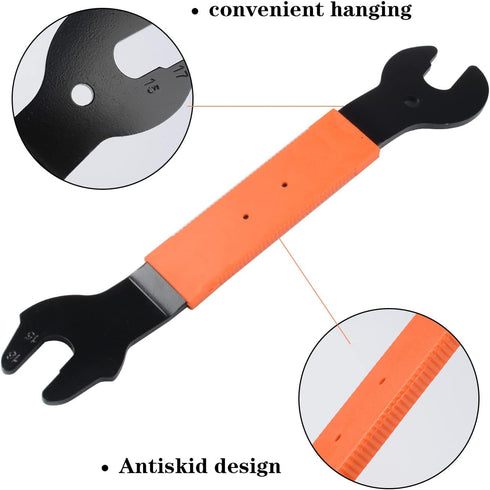 Pedal Wrench Double Sided Bicycle Spanner, 15/16/17mm Pedal Removal Tool with Comfortable Grip for Biking Repair