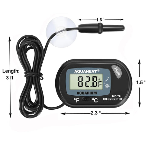 AQUANEAT Aquarium Thermometer, Digital Fish Tank Temperature Test, Large LCD Display (3 Packs)
