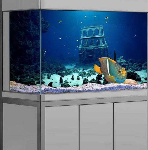 Natural Underwater Aquarium Background, 72X24IN, 3D Fish Reef Decoration with 8 EVA Double-Sided Tape