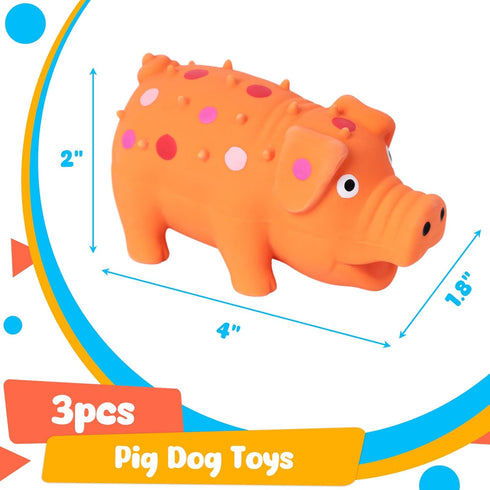 POPLAY 3PCS Squeaky Latex Grunting Pig Dog Toys, Small Pig Dog Toy for Dog Puppy Chew Toys Rubber Squeeze Gift for Dogs 3