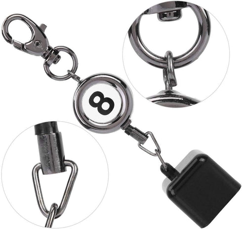 Snooker Cue Chalk Box with Retractable Key Ring, Billiard and Pocket Pool Chalk Bag