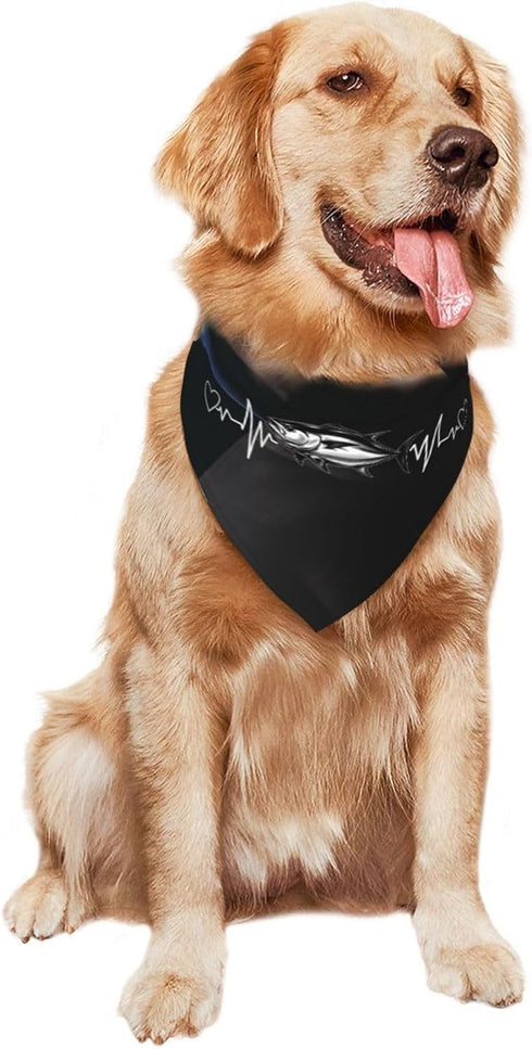 Kangweida Bluefin Tuna Heartbeat Stylish Pet Bandana Cute Pattern Triangle Scarf for Dogs and Cats