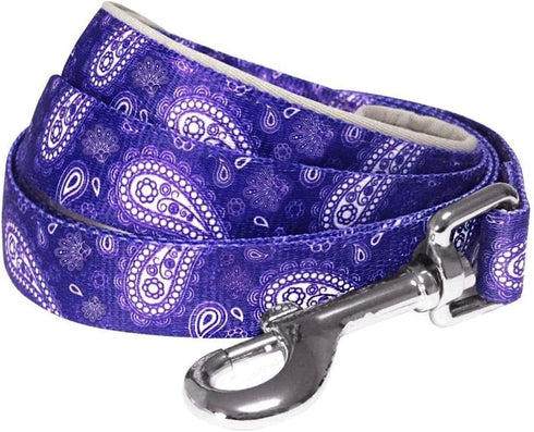 Blueberry Pet 5 Colors Paisley Flower Print Dog Leash, 5 ft x 5/8", Violet, Small, Comfortable Handle