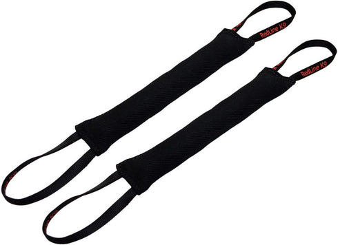 Redline K9 Bundle of 2 French Linen Dog Tug Toys (3" x 10") | 2 Handles | BLACK
