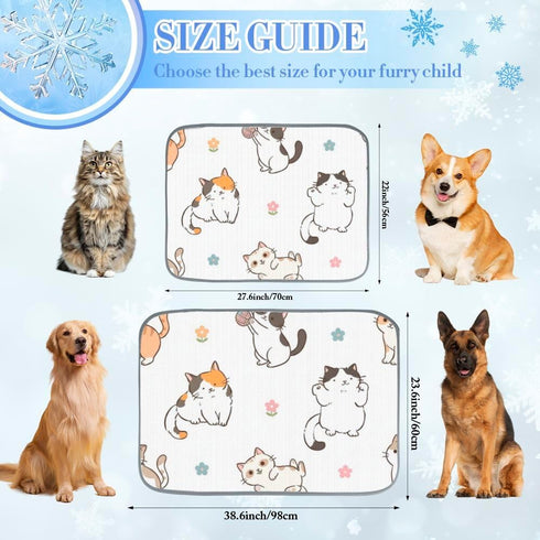 imiBBWQu Summer 27" 22" Cooling Mat for Dogs Cute Cats Flowers Pet Cooling Mat for Small Dog Washable Pads Pet Water
