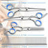6 in 1 Professional Stainless Steel 4CR Safety Round Tip Dog Grooming Scissors, Anti-Rust Shears Cat Grooming Scissors Pet Kit, Thinning Straight Comb for Long Short Hair-Blue by BamLue