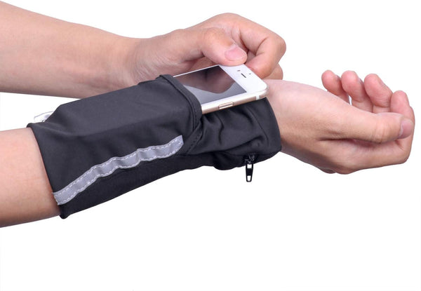 Thick Wrist Wallet Cell Phone Holder with Zipper Pocket - Securely Carry Credit Cards, Keys, Cash, ID for Travel