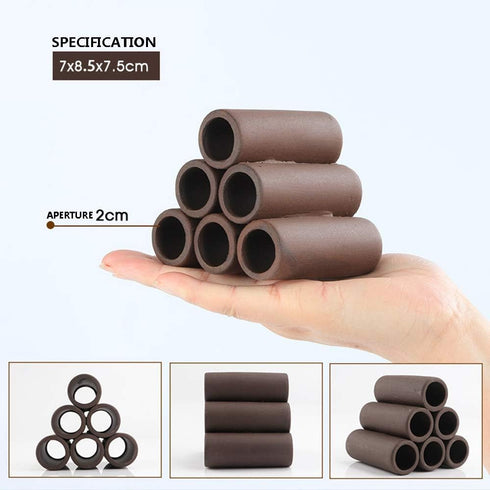 Aquarium Cave Handmade Brown Ceramic Shelters, Shrimp and Small Fish Habitat, Hiding Cave