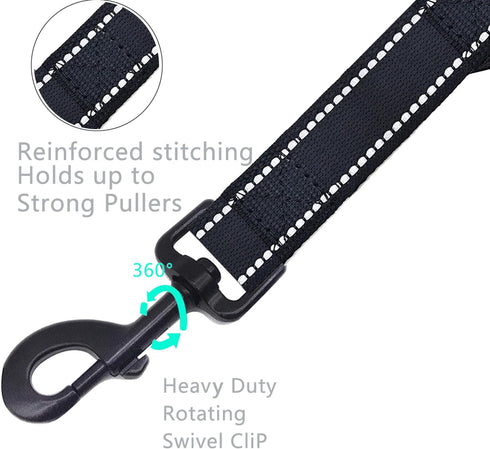 Heavy Duty Short Dog Leash with Comfortable Padded Handle - Reflective Training Leash for Medium Large Dogs Up to 80lbs