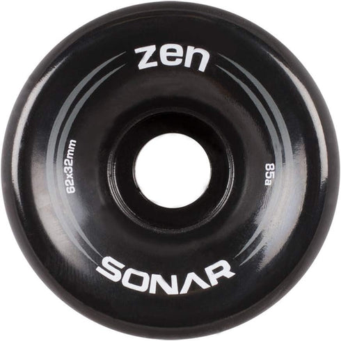 Sonar Wheels - Zen - Quad Roller Skate Wheels - 4 Pack of 32mm x 62mm 85A Wheels | Black