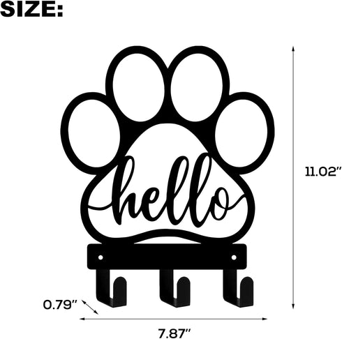 Dog Leash Holder for Wall, Wall Mount Organizer with Hello - Dog Leash, Key, Dog Stuff Storage