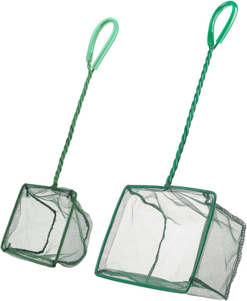 Pawfly Aquarium Fish Net with Soft Fine Mesh - Square Net with Braided Metal Handle for Cleaning Fish Tanks